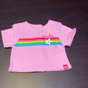 American Girl Truly Me Pink Tee with Rainbow Pink Star Tshirt Top